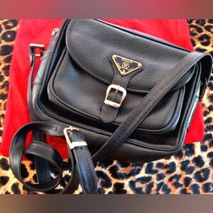 Vintage RINALDI Black Leather Crossbody Bag with Original Dust Bag Made in ITALY